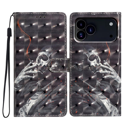 For iPhone 18 Pro 3D Pattern Leather Phone Case - Skull - EDA006578306H