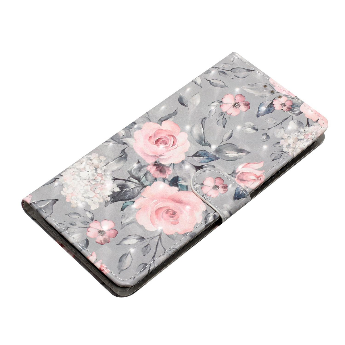 For iPhone 18 Pro 3D Pattern Leather Phone Case - Gray Base Flower - EDA006578306I