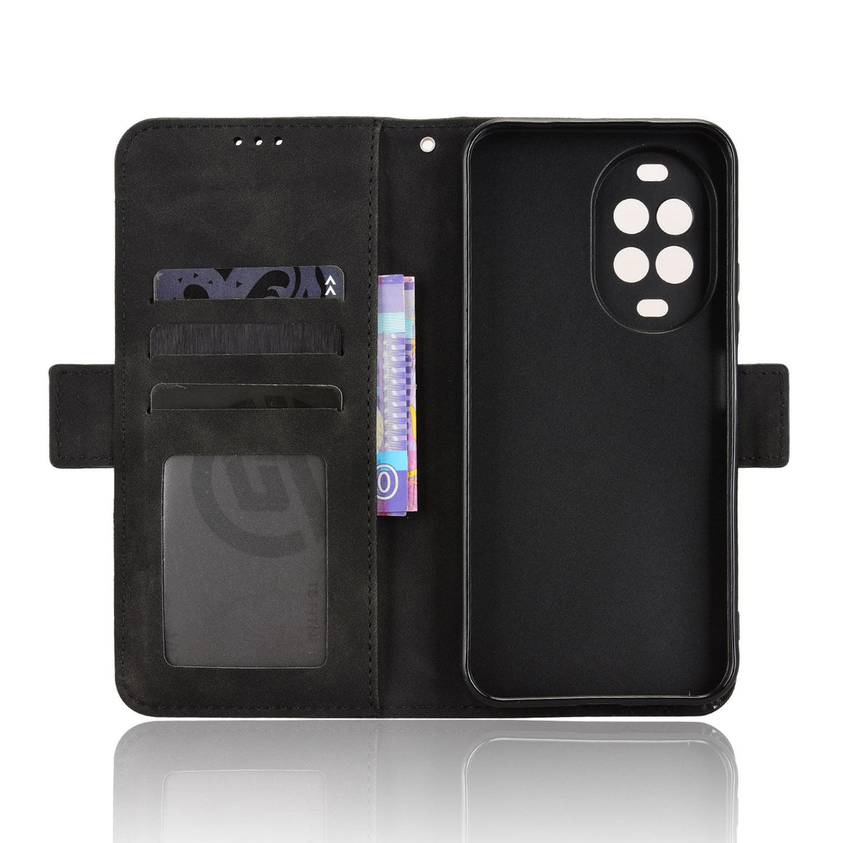 For Huawei nova 16z 5G Skin Feel Calf Texture Card Slots Leather Phone Case - Black - EDA006619922B