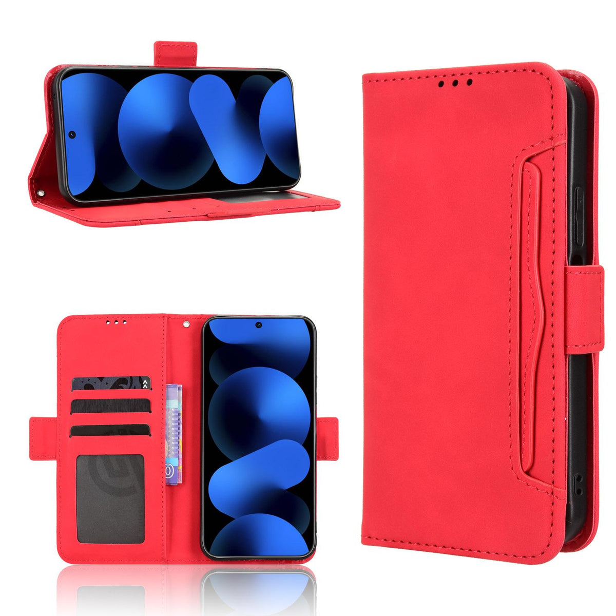 For Huawei nova 16z 5G Skin Feel Calf Texture Card Slots Leather Phone Case - Red - EDA006619922C