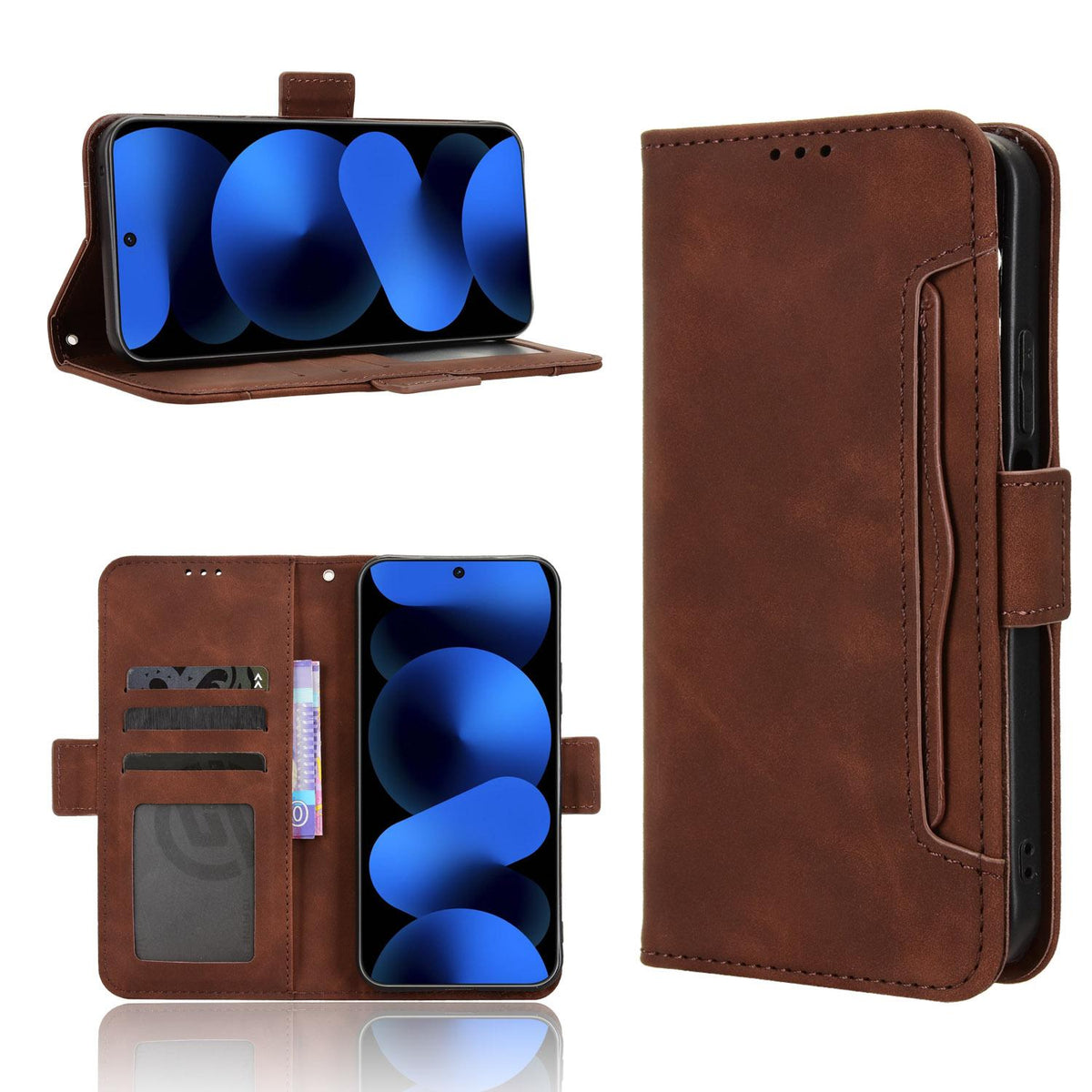 For Huawei nova 16z 5G Skin Feel Calf Texture Card Slots Leather Phone Case - Brown - EDA006619922E