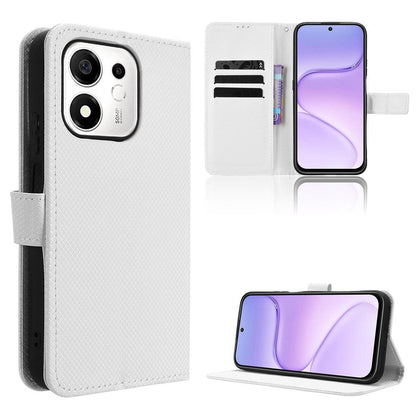 For Honor 600 Smart 5G Diamond Texture Leather Phone Case - White - EDA006625333A