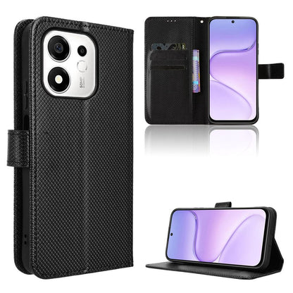 For Honor 600 Smart 5G Diamond Texture Leather Phone Case - Black - EDA006625333B