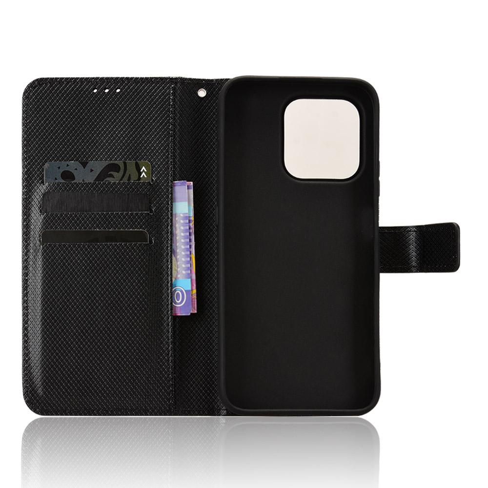 For Honor 600 Smart 5G Diamond Texture Leather Phone Case - Black - EDA006625333B