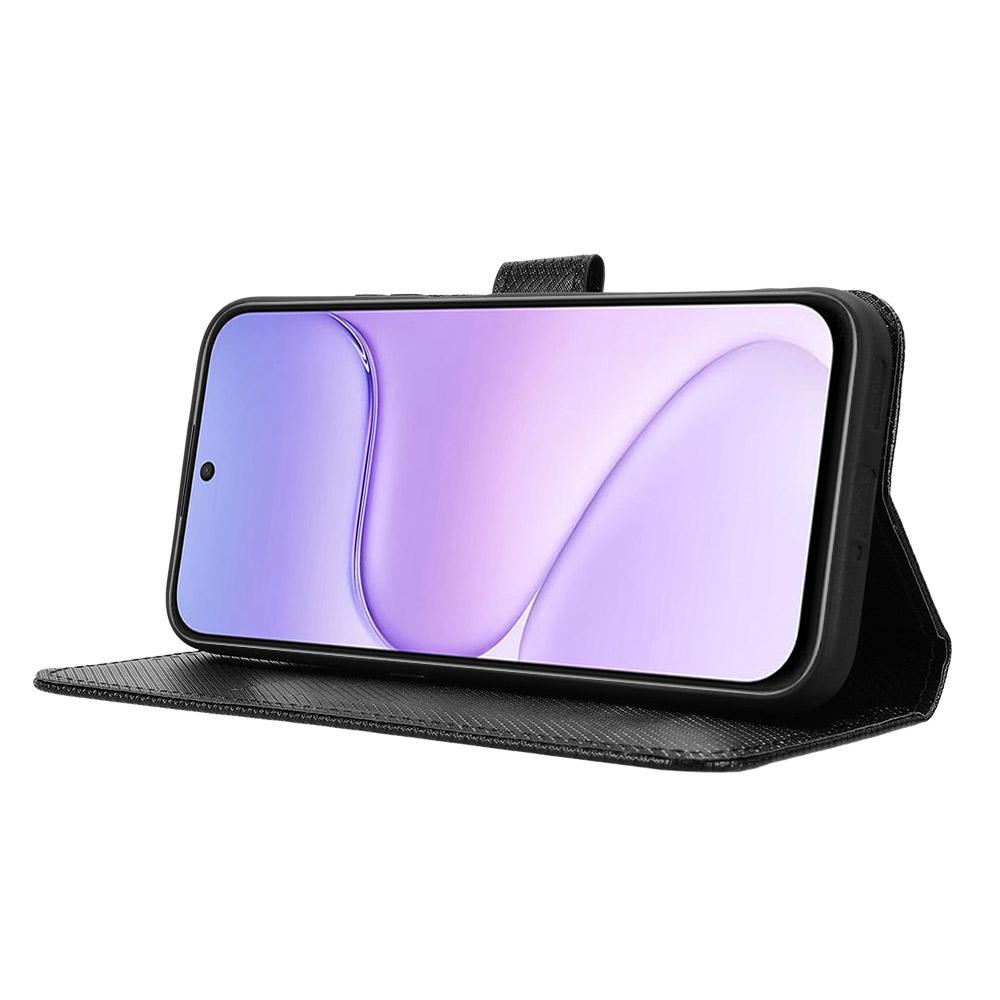 For Honor 600 Smart 5G Diamond Texture Leather Phone Case - Black - EDA006625333B