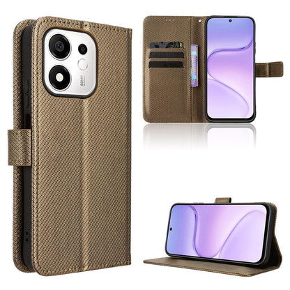 For Honor 600 Smart 5G Diamond Texture Leather Phone Case - Brown - EDA006625333D