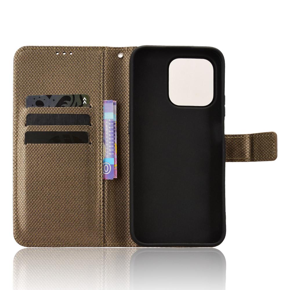 For Honor 600 Smart 5G Diamond Texture Leather Phone Case - Brown - EDA006625333D