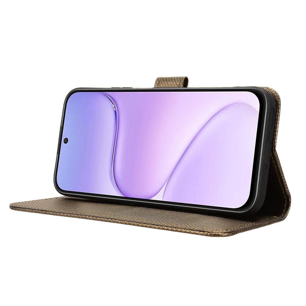 For Honor 600 Smart 5G Diamond Texture Leather Phone Case - Brown - EDA006625333D