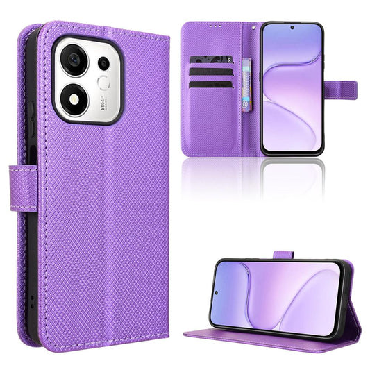 For Honor 600 Smart 5G Diamond Texture Leather Phone Case - Purple - EDA006625333E