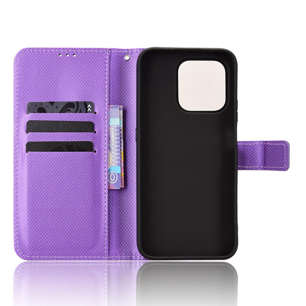 For Honor 600 Smart 5G Diamond Texture Leather Phone Case - Purple - EDA006625333E