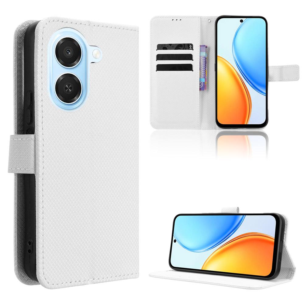For Honor X7e 4G / Play 80 Plus 5G Diamond Texture Leather Phone Case - White - EDA006625334A