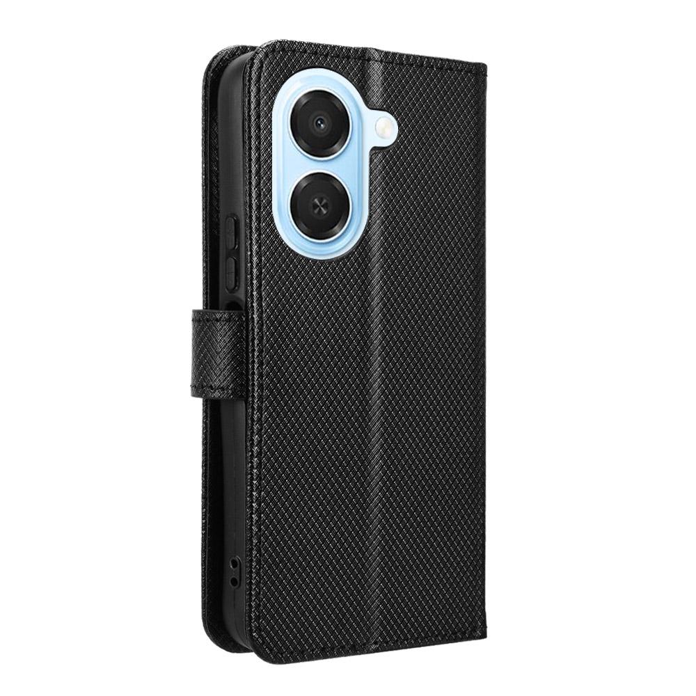 For Honor X7e 4G / Play 80 Plus 5G Diamond Texture Leather Phone Case - Black - EDA006625334B
