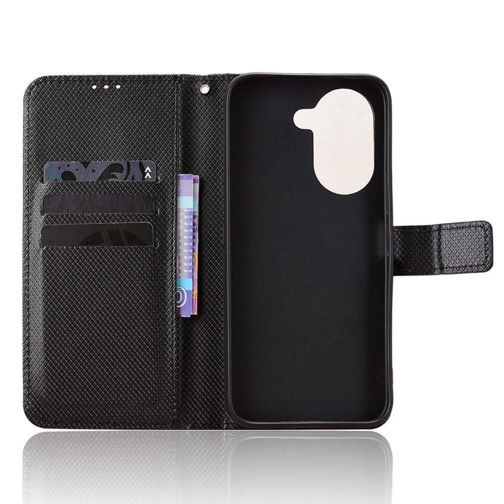 For Honor X7e 4G / Play 80 Plus 5G Diamond Texture Leather Phone Case - Black - EDA006625334B