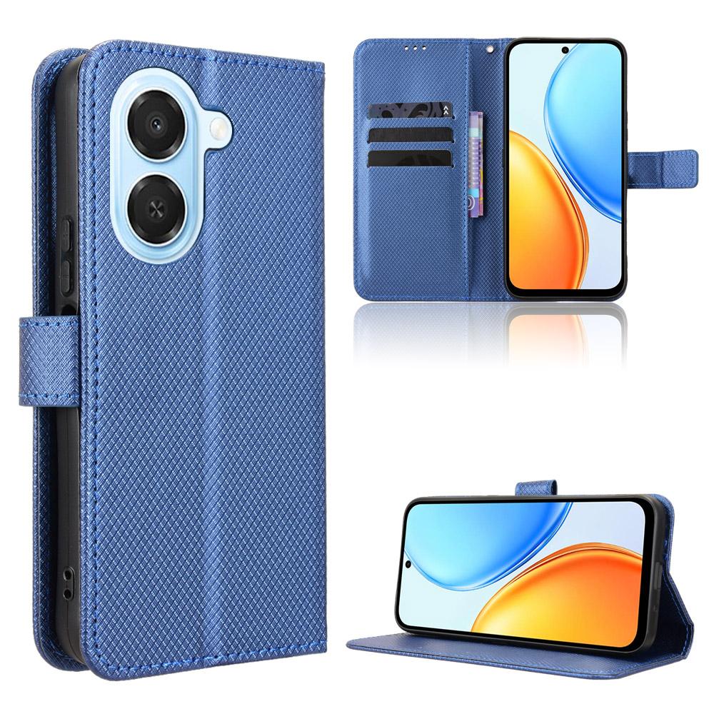 For Honor X7e 4G / Play 80 Plus 5G Diamond Texture Leather Phone Case - Blue - EDA006625334C