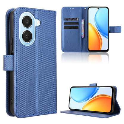 For Honor X7e 4G / Play 80 Plus 5G Diamond Texture Leather Phone Case - Blue - EDA006625334C