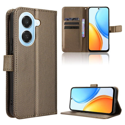 For Honor X7e 4G / Play 80 Plus 5G Diamond Texture Leather Phone Case - Brown - EDA006625334D