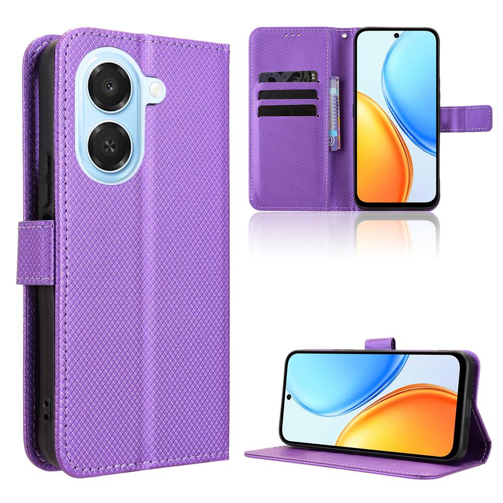 For Honor X7e 4G / Play 80 Plus 5G Diamond Texture Leather Phone Case - Purple - EDA006625334E