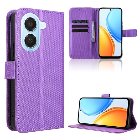For Honor X7e 4G / Play 80 Plus 5G Diamond Texture Leather Phone Case - Purple - EDA006625334E