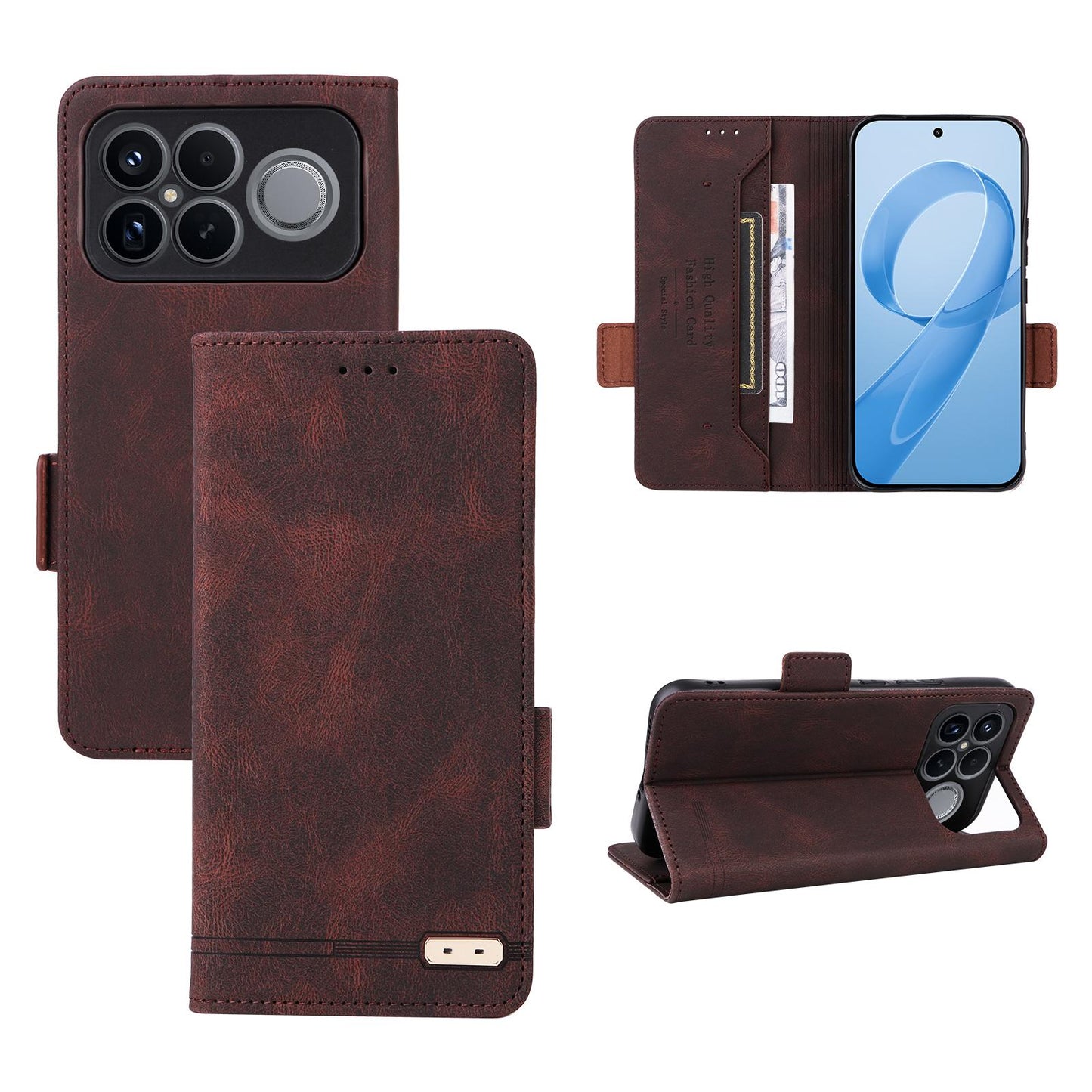For Redmi K90 Pro Max 5G / Poco F8 Ultra Magnetic Clasp Leather Phone Case(Brown)