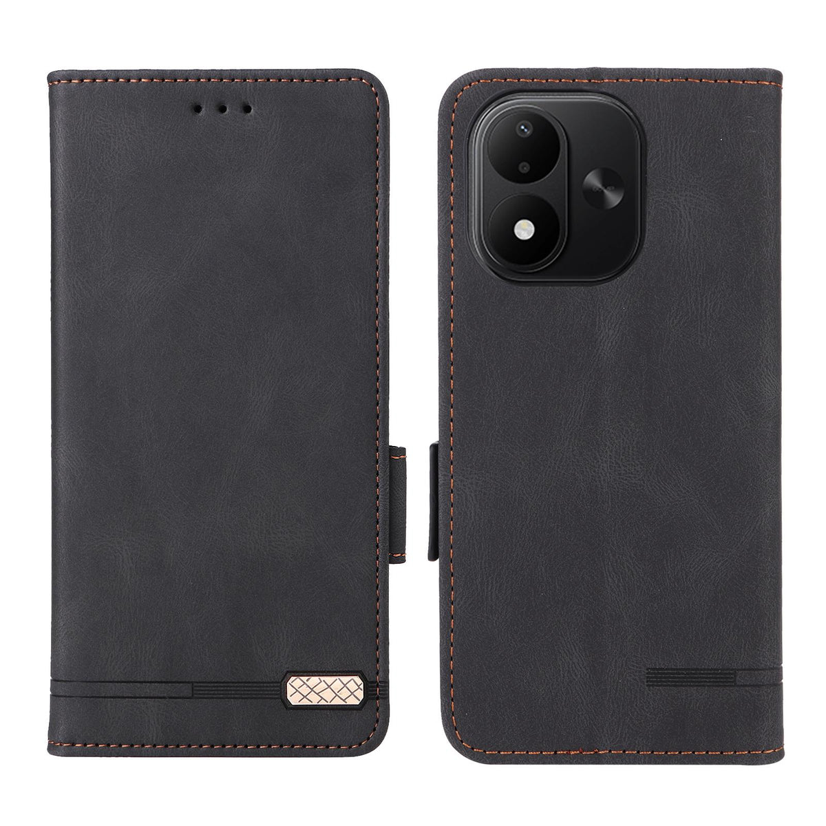 For Redmi Note 17 5G / 4G Global / 5G India 169.7mm Magnetic Clasp Leather Phone Case - Black - EDA006634118D