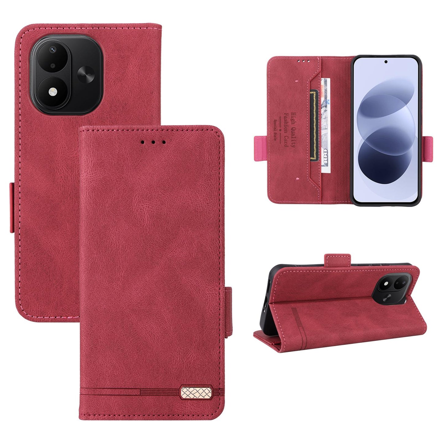 For Redmi Note 17 5G / 4G Global 171mm Magnetic Clasp Leather Phone Case(Red)