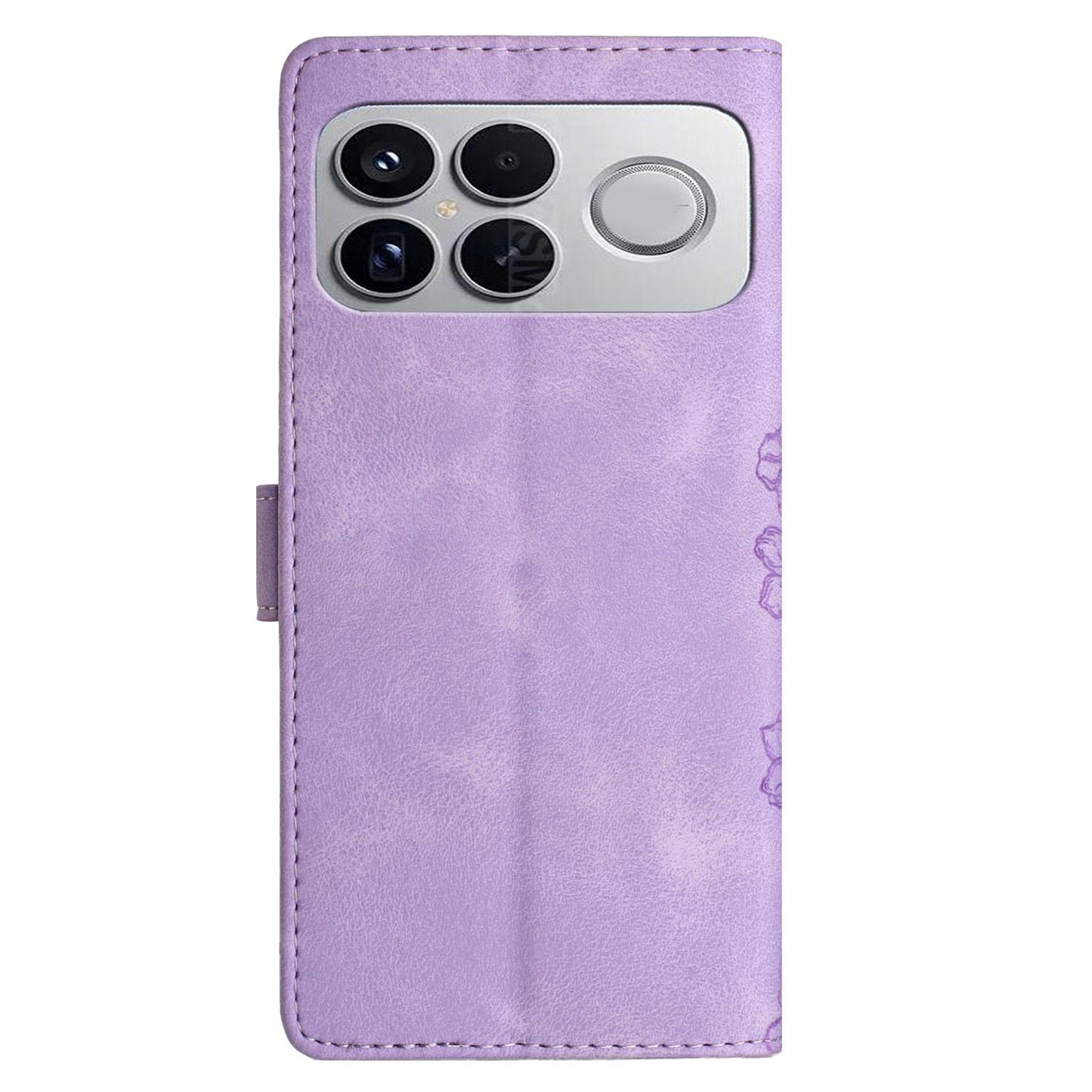For Redmi K90 Pro Max/Poco F8 Ultra Cherry Blossom Butterfly Skin Feel Embossed PU Phone Case(Purple)