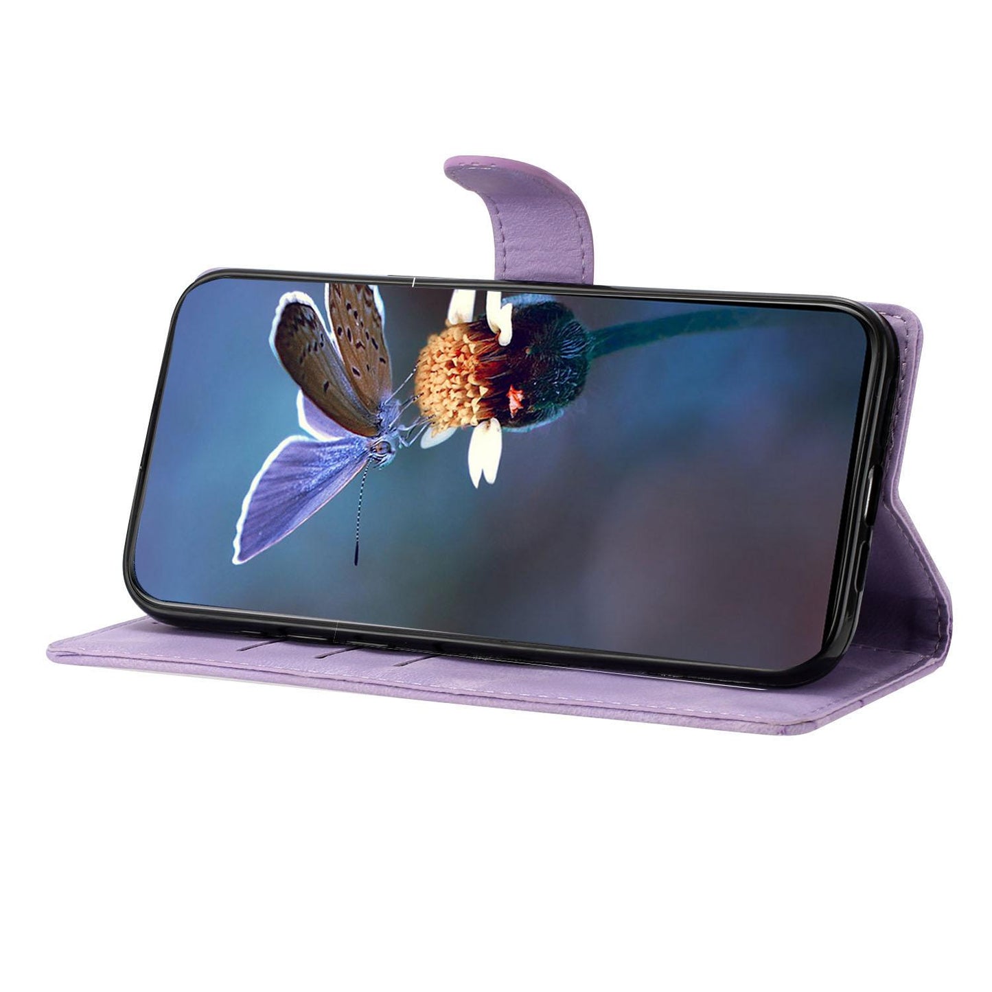 For Redmi K90 Pro Max/Poco F8 Ultra Cherry Blossom Butterfly Skin Feel Embossed PU Phone Case(Purple)