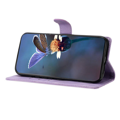 For Redmi K90 Pro Max/Poco F8 Ultra Cherry Blossom Butterfly Skin Feel Embossed PU Phone Case(Purple)
