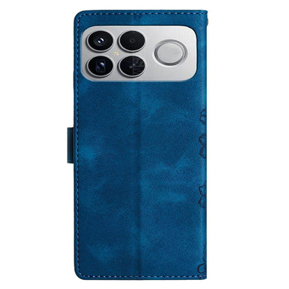 For Redmi K90 Pro Max/Poco F8 Ultra Cherry Blossom Butterfly Skin Feel Embossed PU Phone Case(Blue)