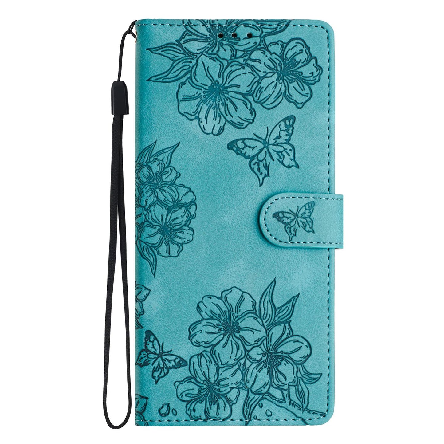 For Redmi K90 Pro Max/Poco F8 Ultra Cherry Blossom Butterfly Skin Feel Embossed PU Phone Case(Green)