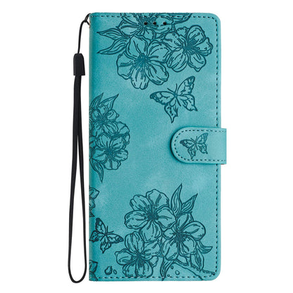 For Redmi K90 Pro Max/Poco F8 Ultra Cherry Blossom Butterfly Skin Feel Embossed PU Phone Case(Green)