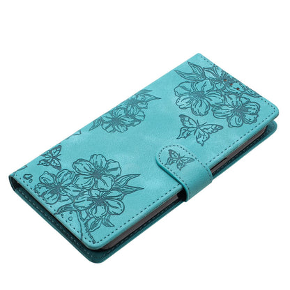 For Redmi K90 Pro Max/Poco F8 Ultra Cherry Blossom Butterfly Skin Feel Embossed PU Phone Case(Green)