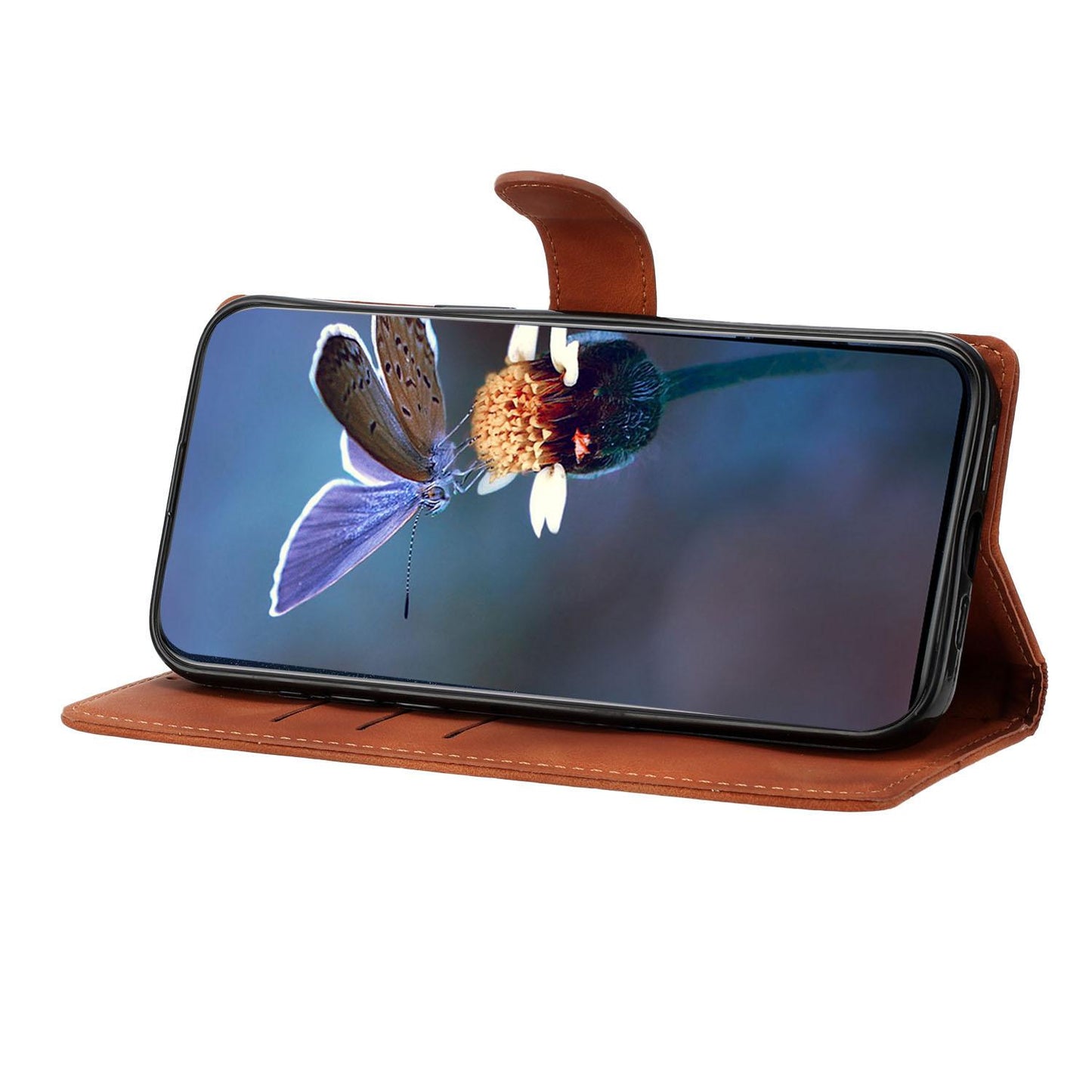 For Redmi K90 Pro Max/Poco F8 Ultra Cherry Blossom Butterfly Skin Feel Embossed PU Phone Case(Brown)