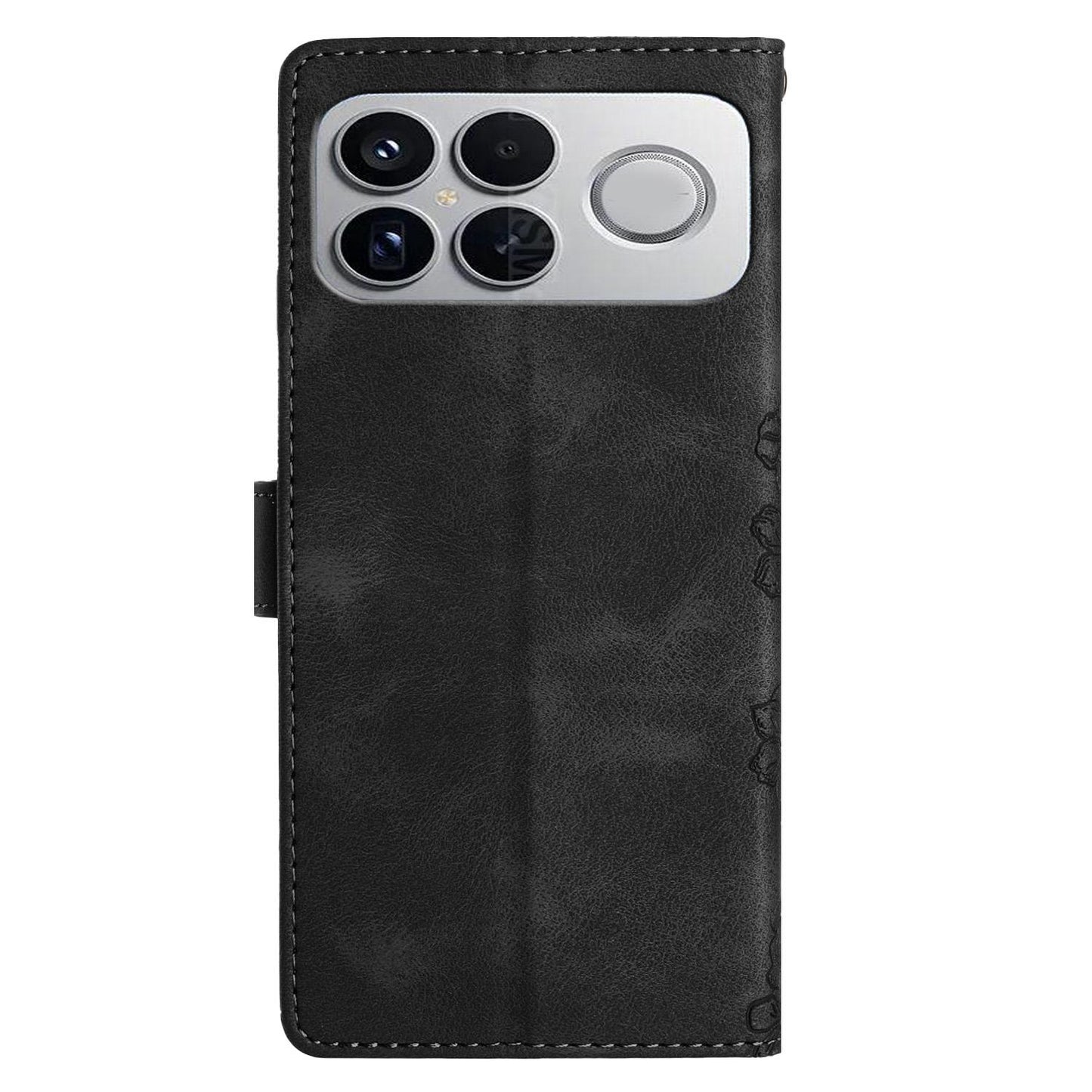 For Redmi K90 Pro Max/Poco F8 Ultra Cherry Blossom Butterfly Skin Feel Embossed PU Phone Case(Black)