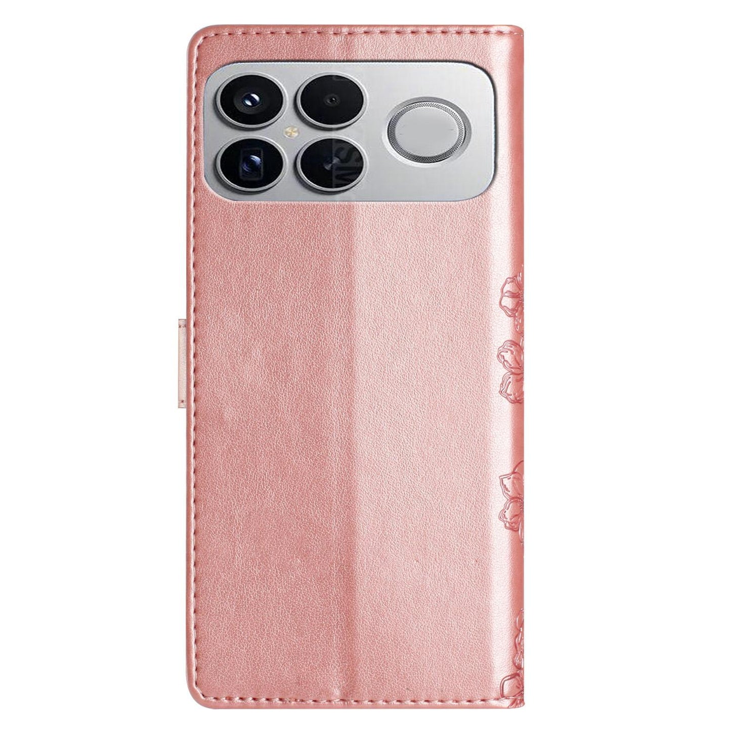 For Redmi K90 Pro Max/Poco F8 Ultra Cherry Blossom Butterfly Skin Feel Embossed PU Phone Case(Rose Gold)