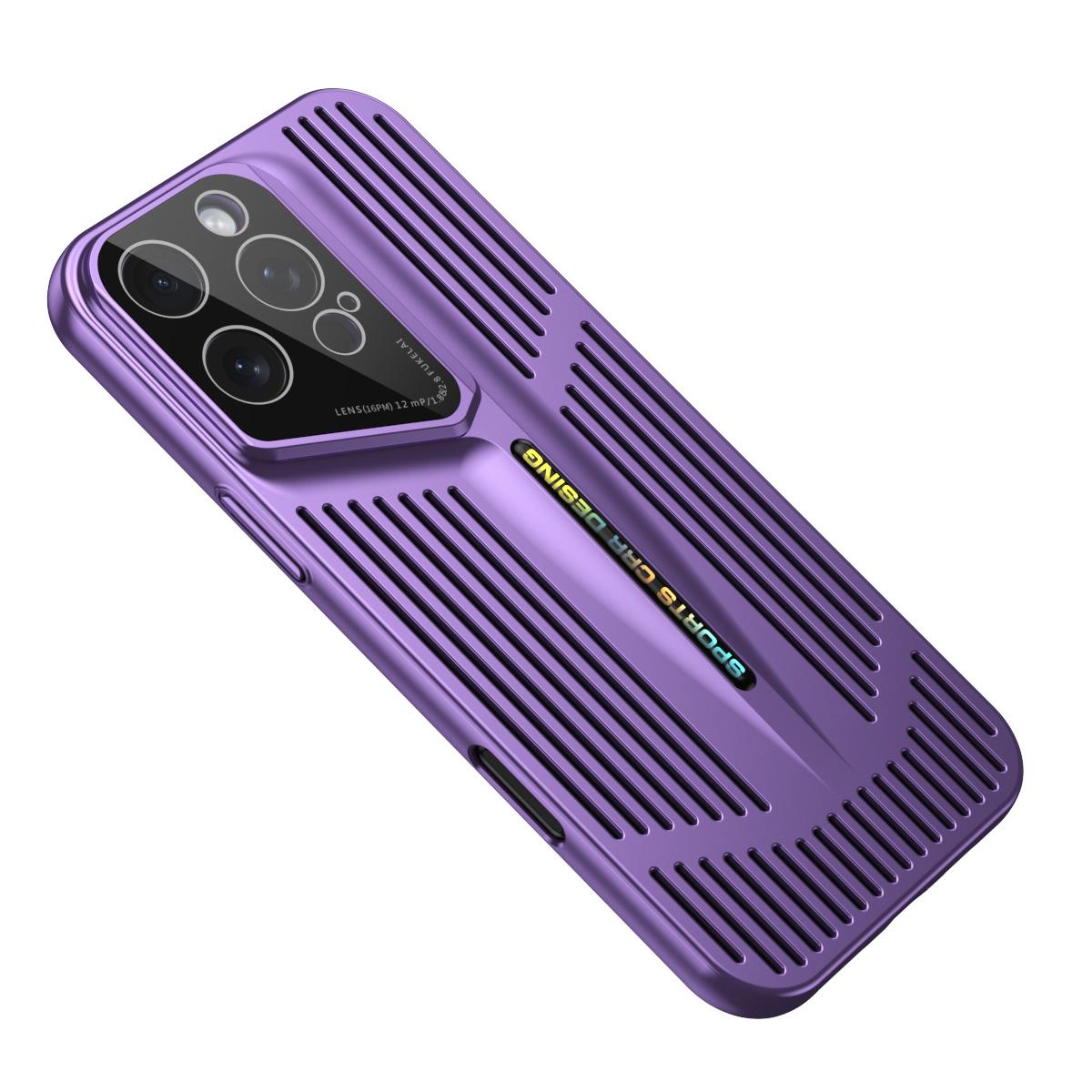 For iPhone 16 Pro Blade Cooling PC Full Coverage Phone Case - Dark Purple - EDA006642916A