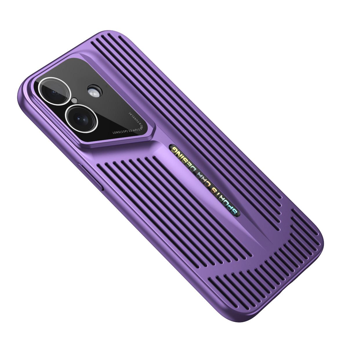 For iPhone 16 Blade Cooling PC Full Coverage Phone Case - Dark Purple - EDA006642918A