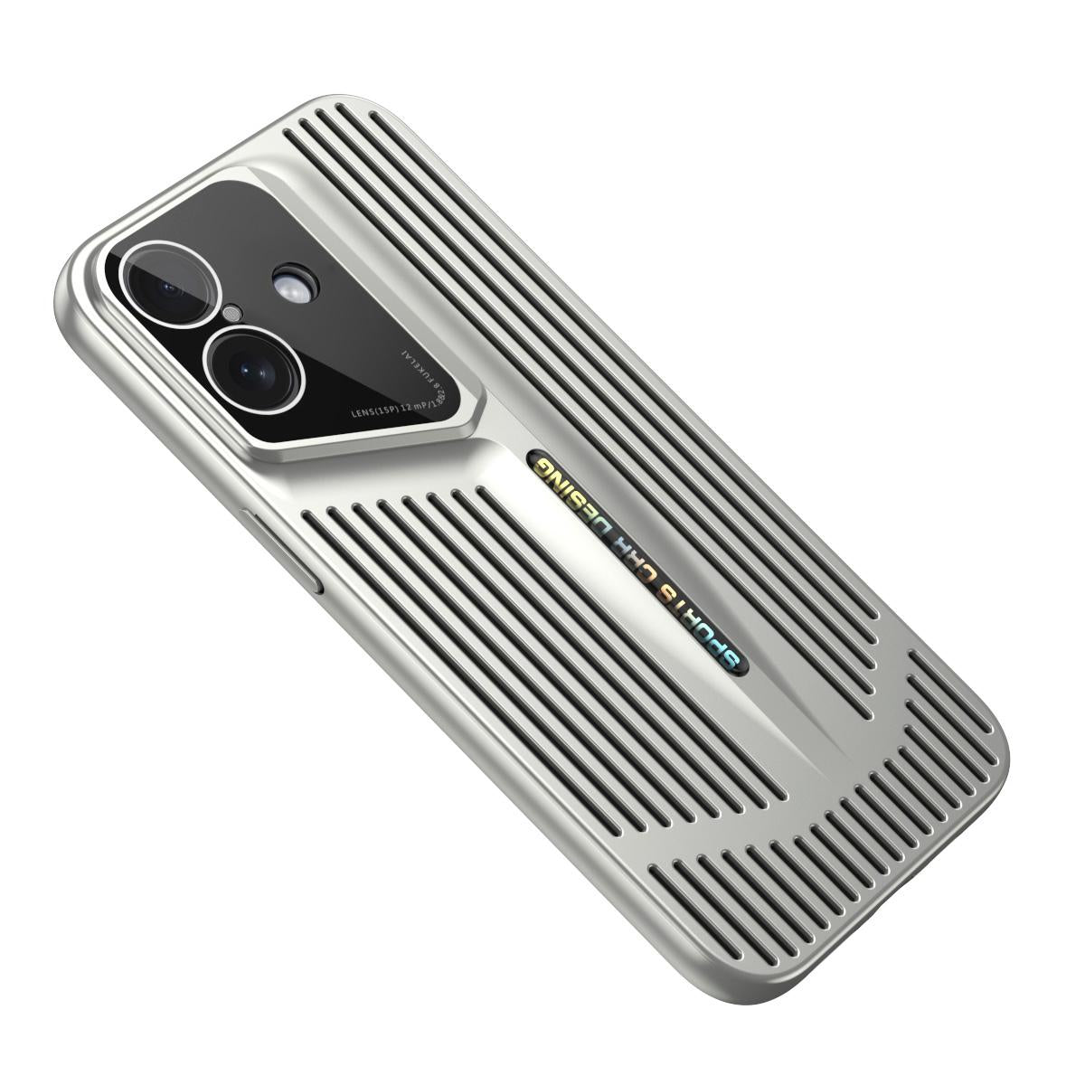 For iPhone 16 Blade Cooling PC Full Coverage Phone Case - Titanium Silver - EDA006642918B
