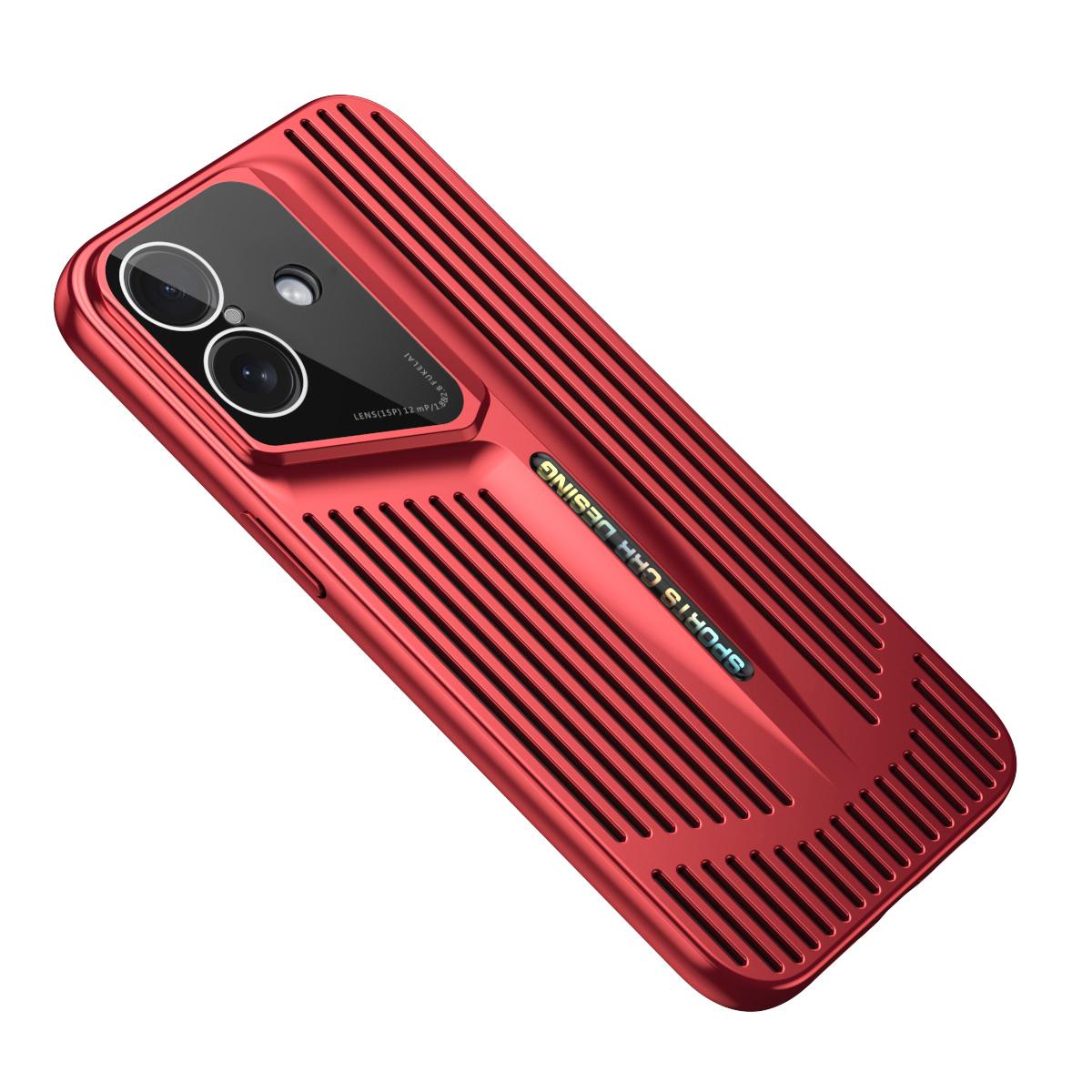 For iPhone 16 Blade Cooling PC Full Coverage Phone Case - Red - EDA006642918D