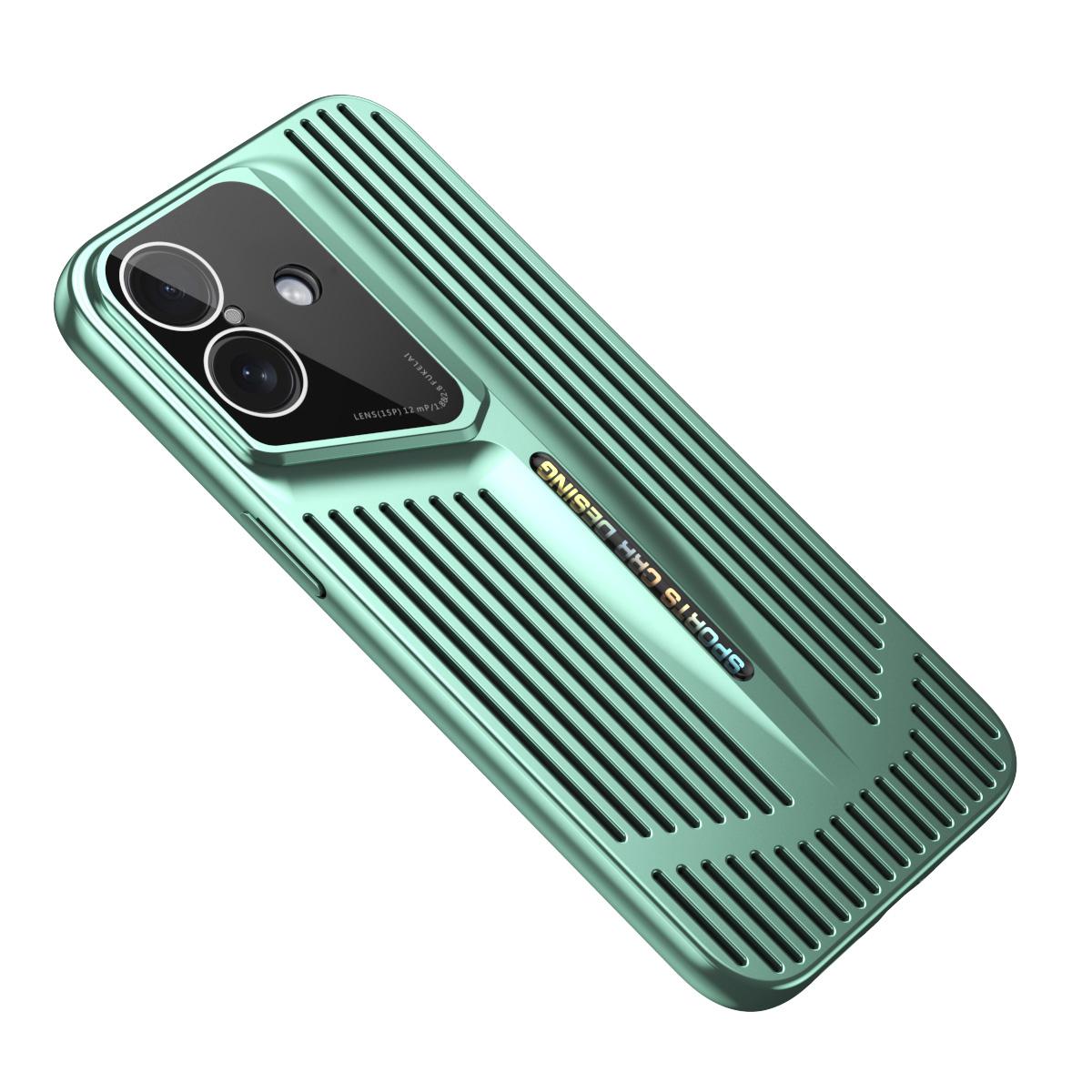 For iPhone 16 Blade Cooling PC Full Coverage Phone Case - Cyan - EDA006642918F