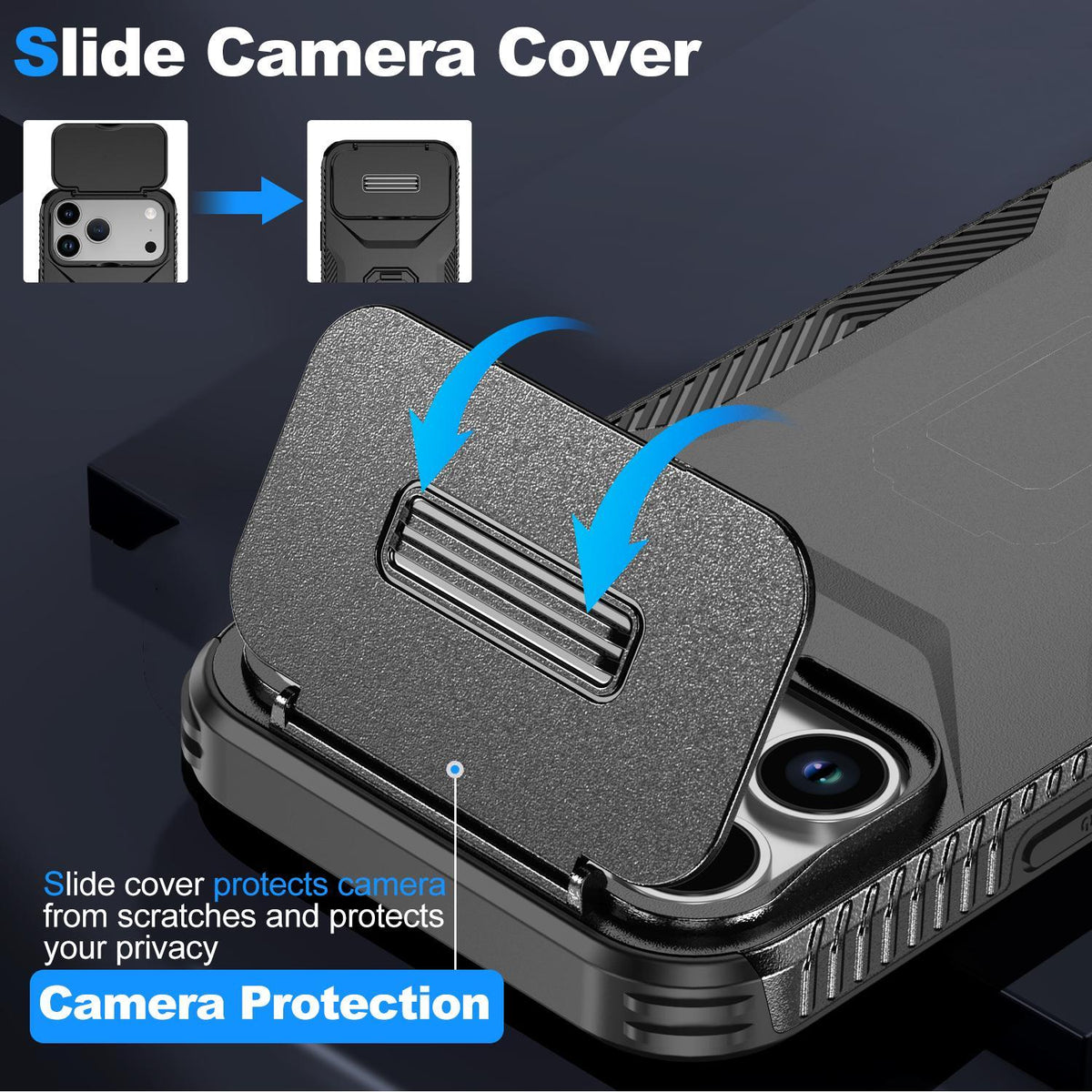 For iPhone 18 Pro Max / 18 Pro Max Sliding Camshield Phone Case - Black - EDA006651722D