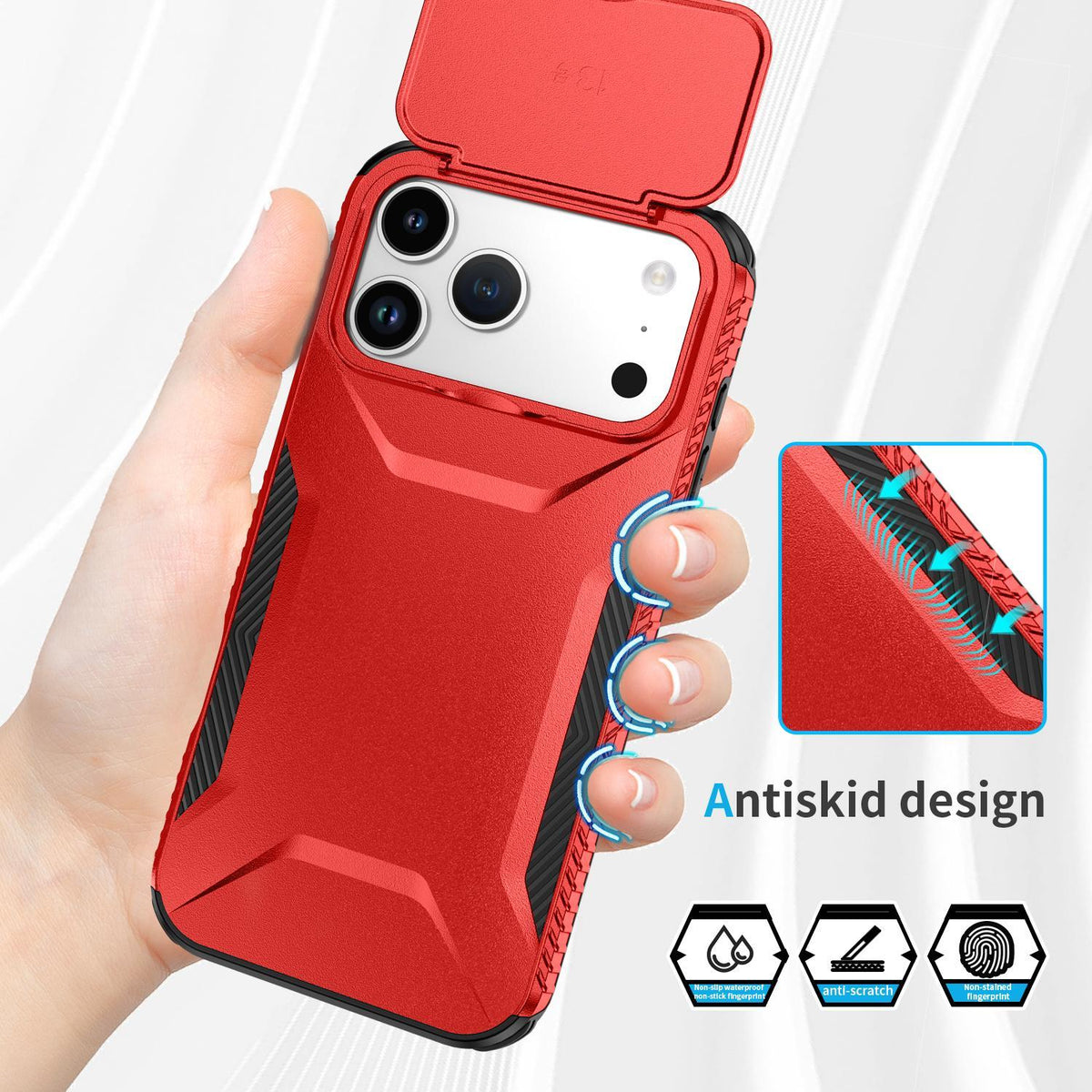 For iPhone 18 Pro Max / 18 Pro Max Sliding Camshield Phone Case - Red - EDA006651722E