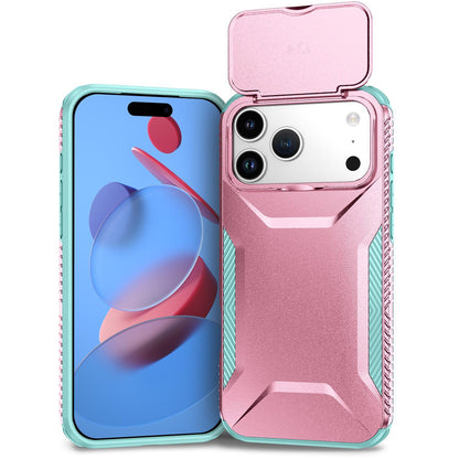 For iPhone 18 Pro Max / 18 Pro Max Sliding Camshield Phone Case - Grey Green + Pink - EDA006651722F