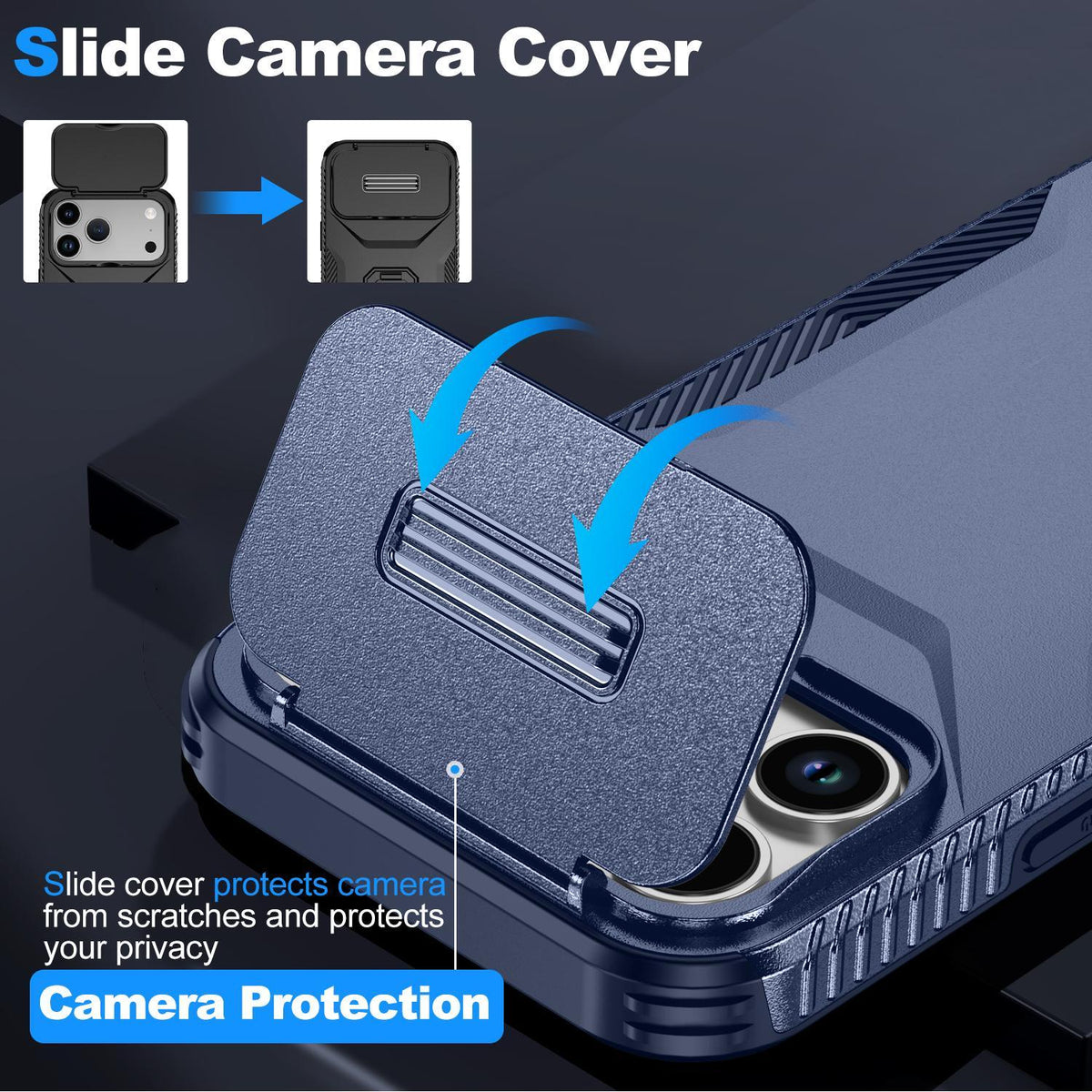 For iPhone 18 Pro Max / 18 Pro Max Sliding Camshield Phone Case - Blue - EDA006651722G