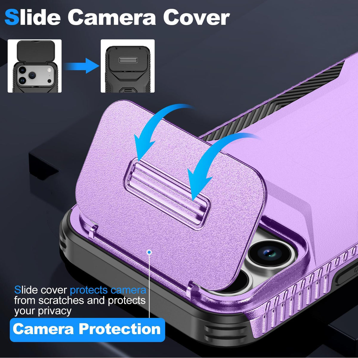 For iPhone 18 Pro Max / 18 Pro Max Sliding Camshield Phone Case - Purple - EDA006651722H