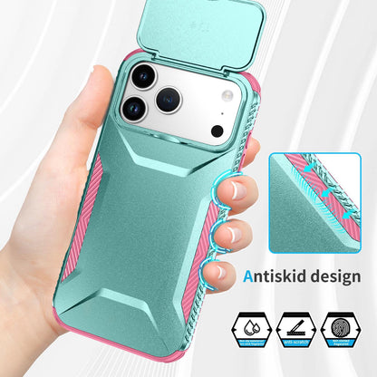 For iPhone 18 Pro / 18 Pro Sliding Camshield Phone Case - Pink + Grey Green - EDA006651723B
