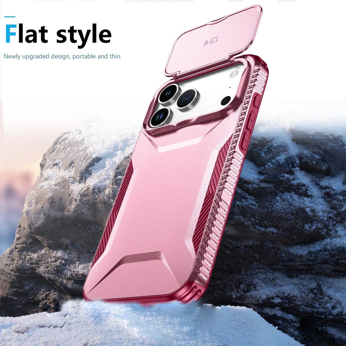 For iPhone 18 Pro / 18 Pro Sliding Camshield Phone Case - Pink + Rose Red - EDA006651723C