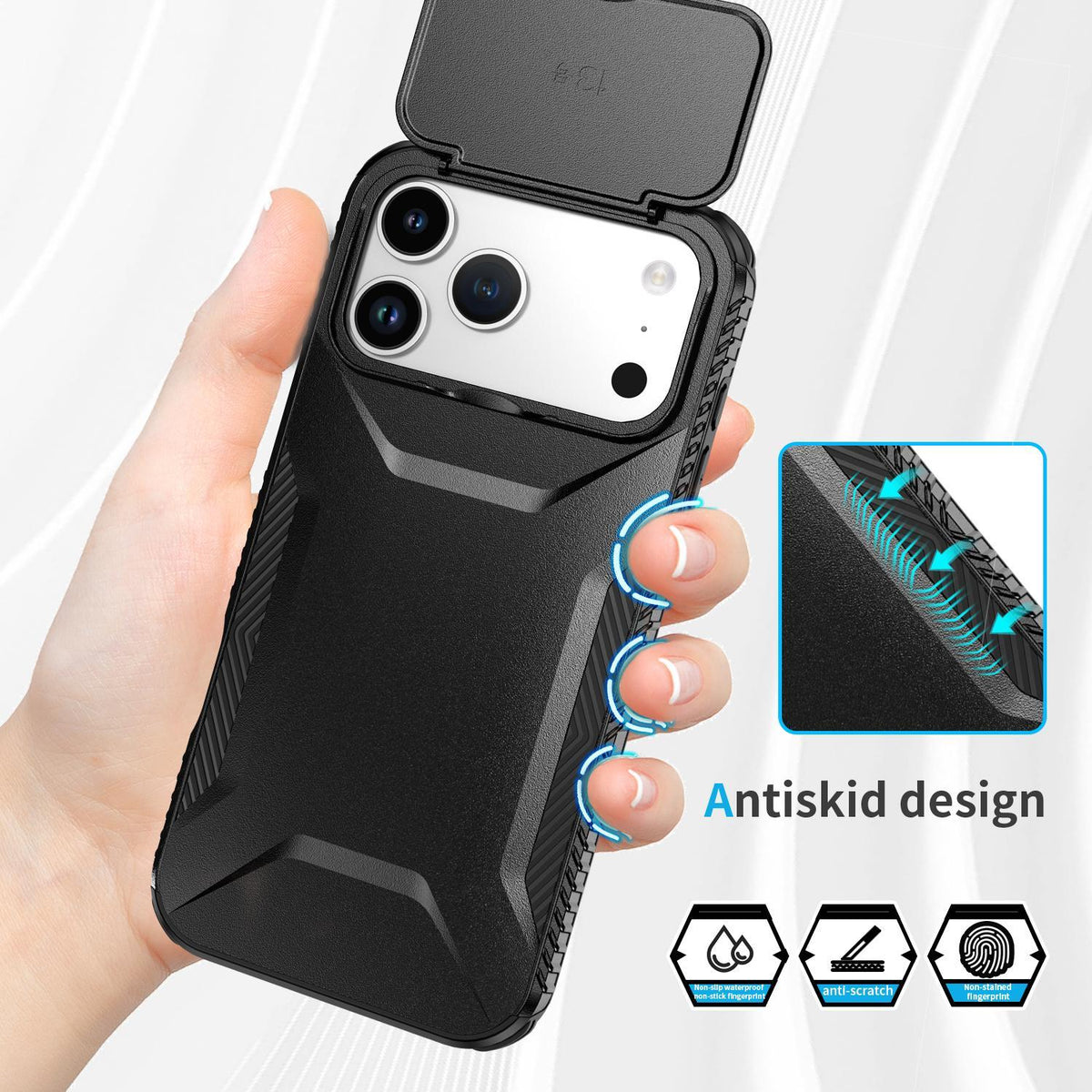 For iPhone 18 Pro / 18 Pro Sliding Camshield Phone Case - Black - EDA006651723D