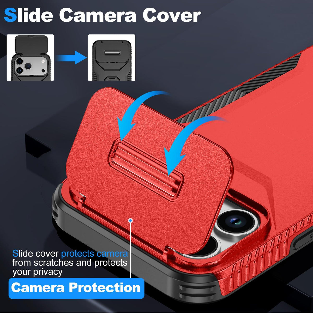 For iPhone 18 Pro / 18 Pro Sliding Camshield Phone Case - Red - EDA006651723E