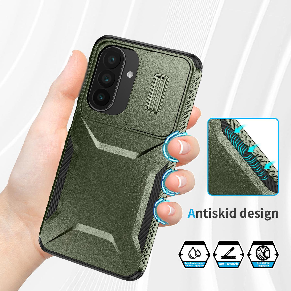 For Galaxy A27 5G Sliding Camshield Phone Case - Alpine Green - EDA006652213A